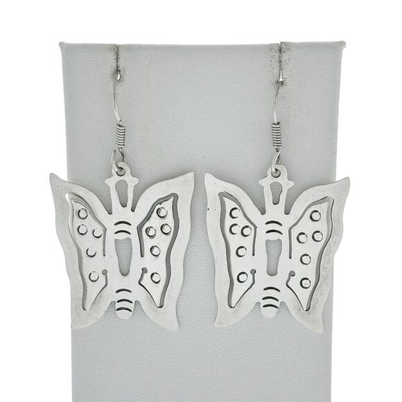3D Cut Out Butterfly Earrings | Vintage Sterling Silver 925 - Picture 3 of 8